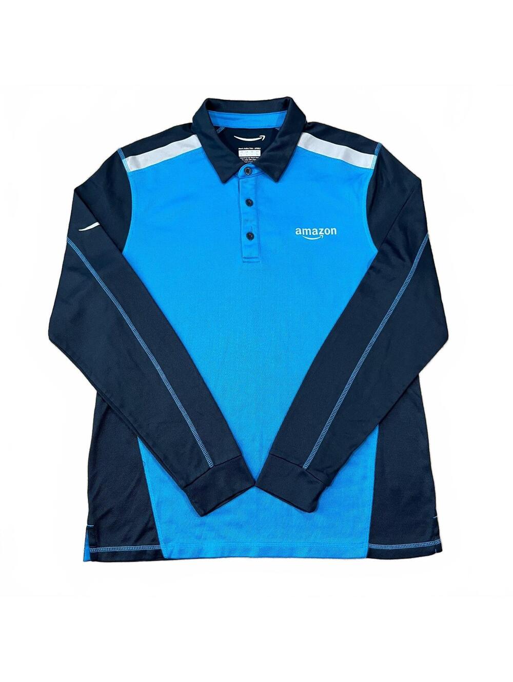 Amazon Prime Men’s Active Long Sleeve Uniform Polo Shirt Size Large